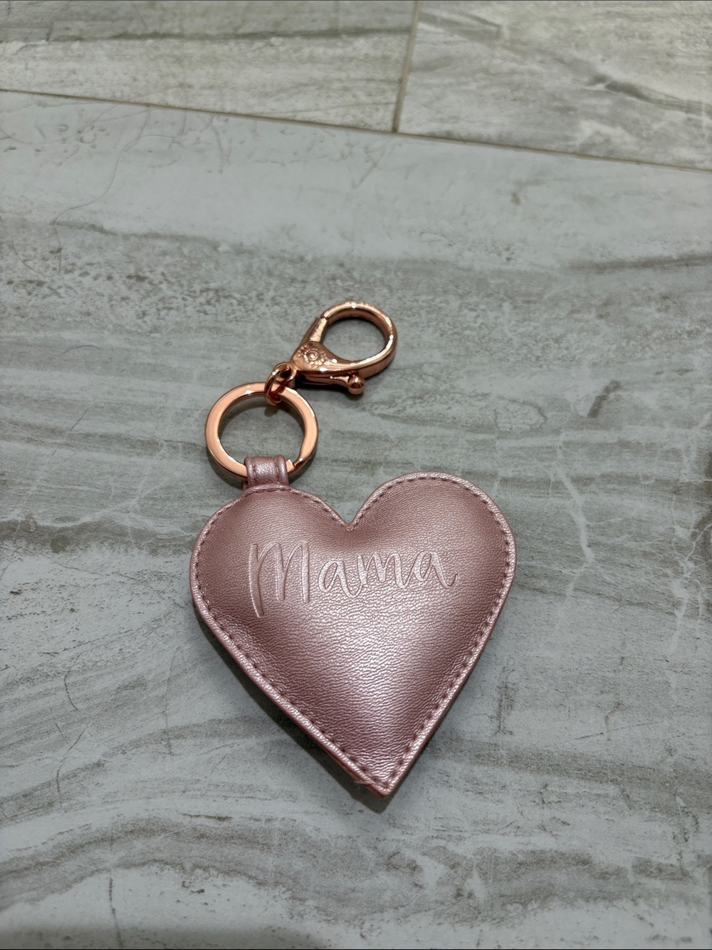 Itzy ritzy Mama Heart Keychain - Rose Gold Heart Keyring diaper bag charm